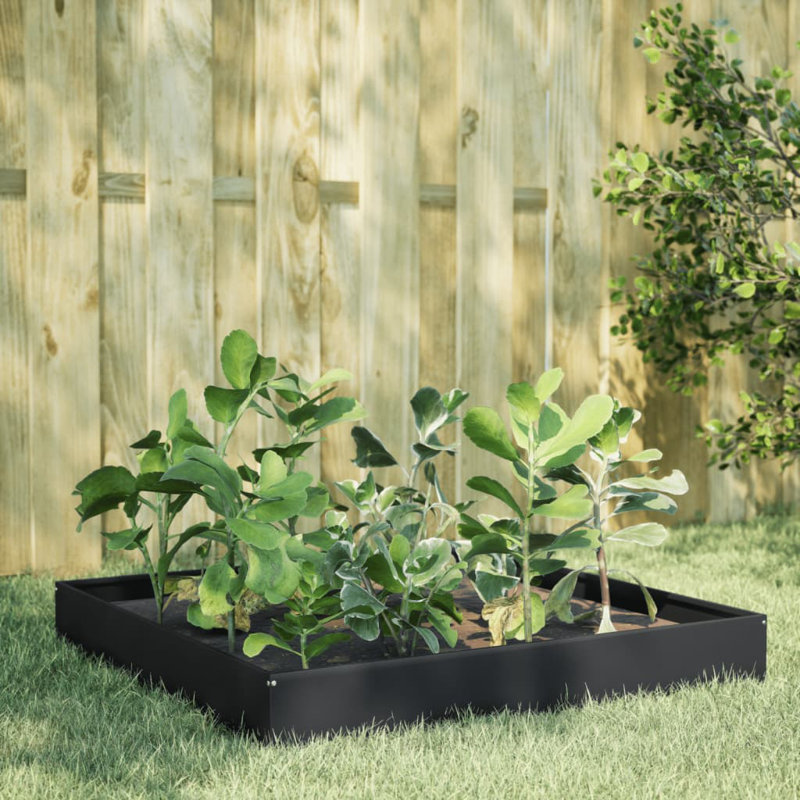 Caylub Metal Raised Garden Bed, 26cm H x 100cm W x 100cm D, Black