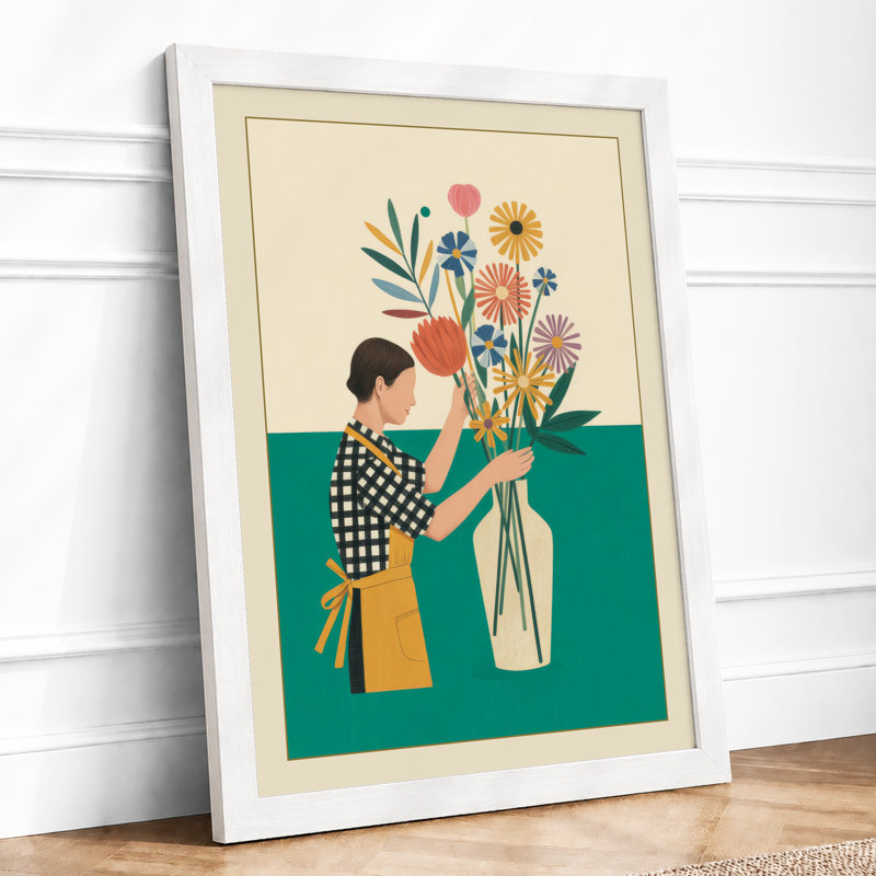 Arranging Flowers Modern - Framed Print, A1 - 84.1 x 59.4 cm, White