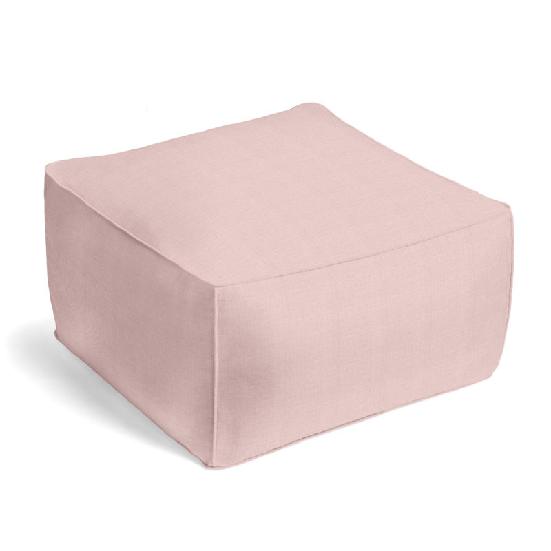 Square Pouf, Blush Linen Blend/Rayon/Viscose