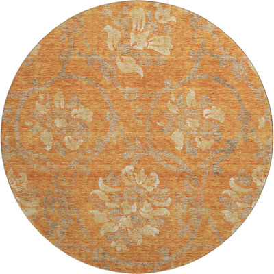 Premium Machine Washable Prisco Orange Rug