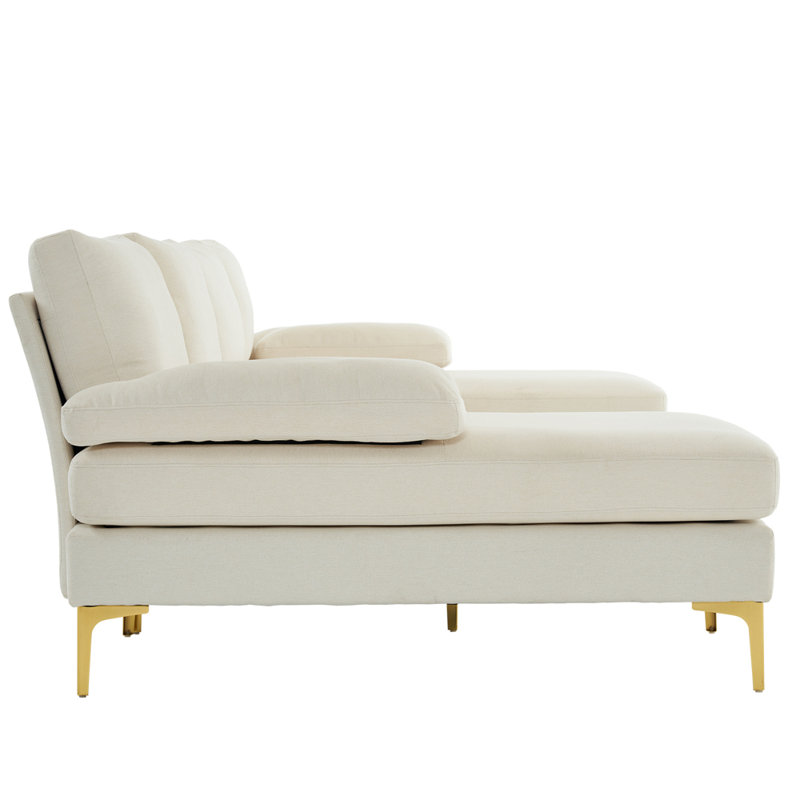 3 - Piece Upholstered Sectional, Beige Polyester Blend