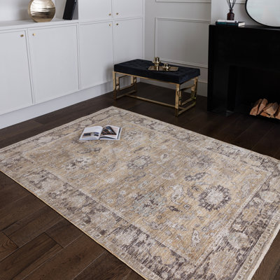 Chavonda Persian Power Loom Yellow Area Rug