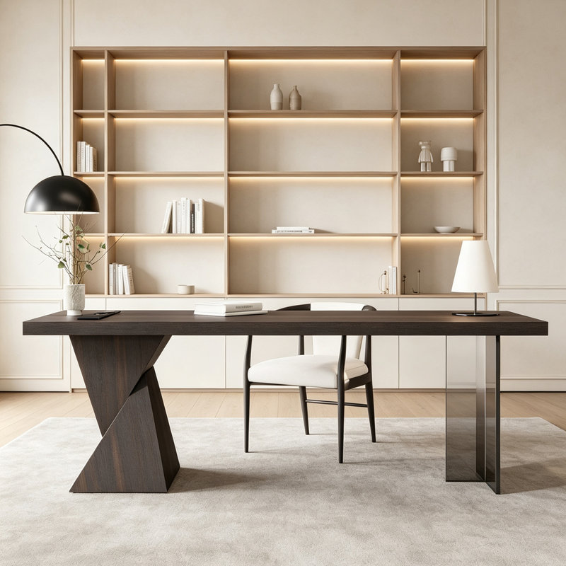Bureau italien moderne, H 29,53 po x l 94,49 po x P 35,43 po