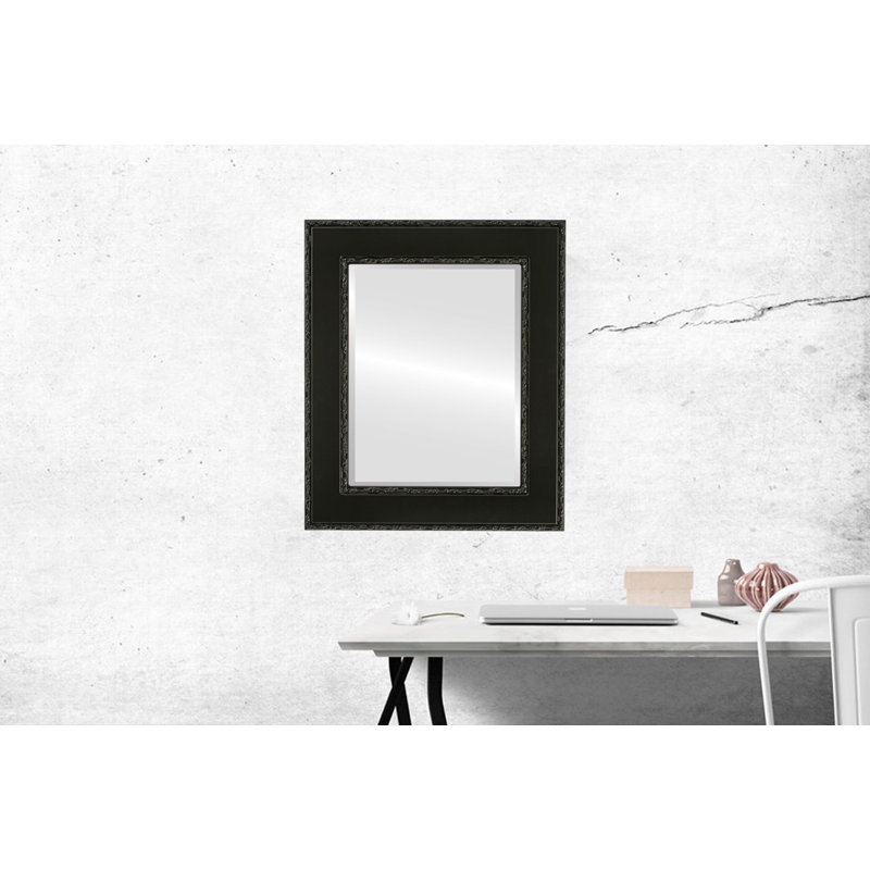 Miroir décoratif biseauté traditionnel Richas, 25 po x 21 po, Noir mat