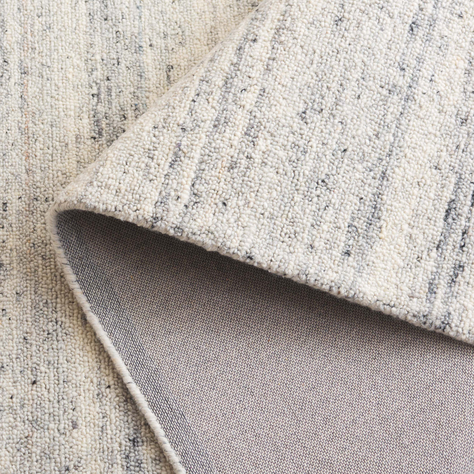 Gray Hand-Woven Striped Wool Rug, Runner 2'3" x 9'