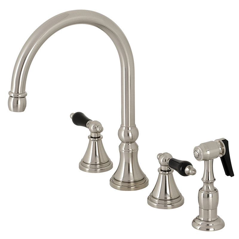 Robinet de cuisine à poignée double large Duchess, Nickel brossé