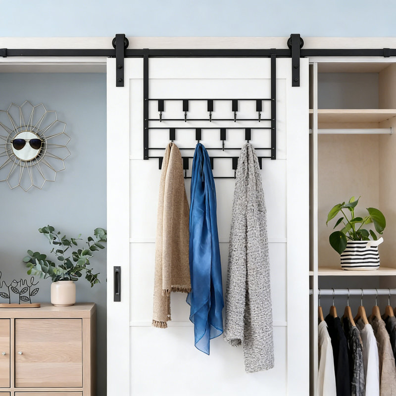 Over The Door Hanger With 14 Hooks, Heavy Duty Towel Rack And Storage Organizer For Bathroom, Bedroom, Laundry Room, And Closet Door