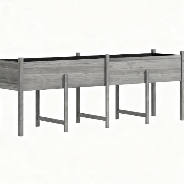 Large Elevated Planter Box,Wooden Raised Garden Bed With Legs,Bed Liner And Drain Holes