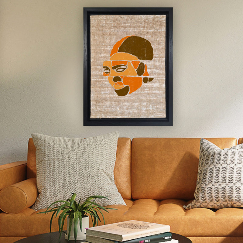Peinture décorative sur toile, H 26 po x l 18,1 po, Orange/brun, Noir