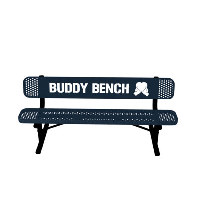Banc d'appoint Buddy Bench, bleu foncé, perforé, 1,83 m, avec dossier, portable