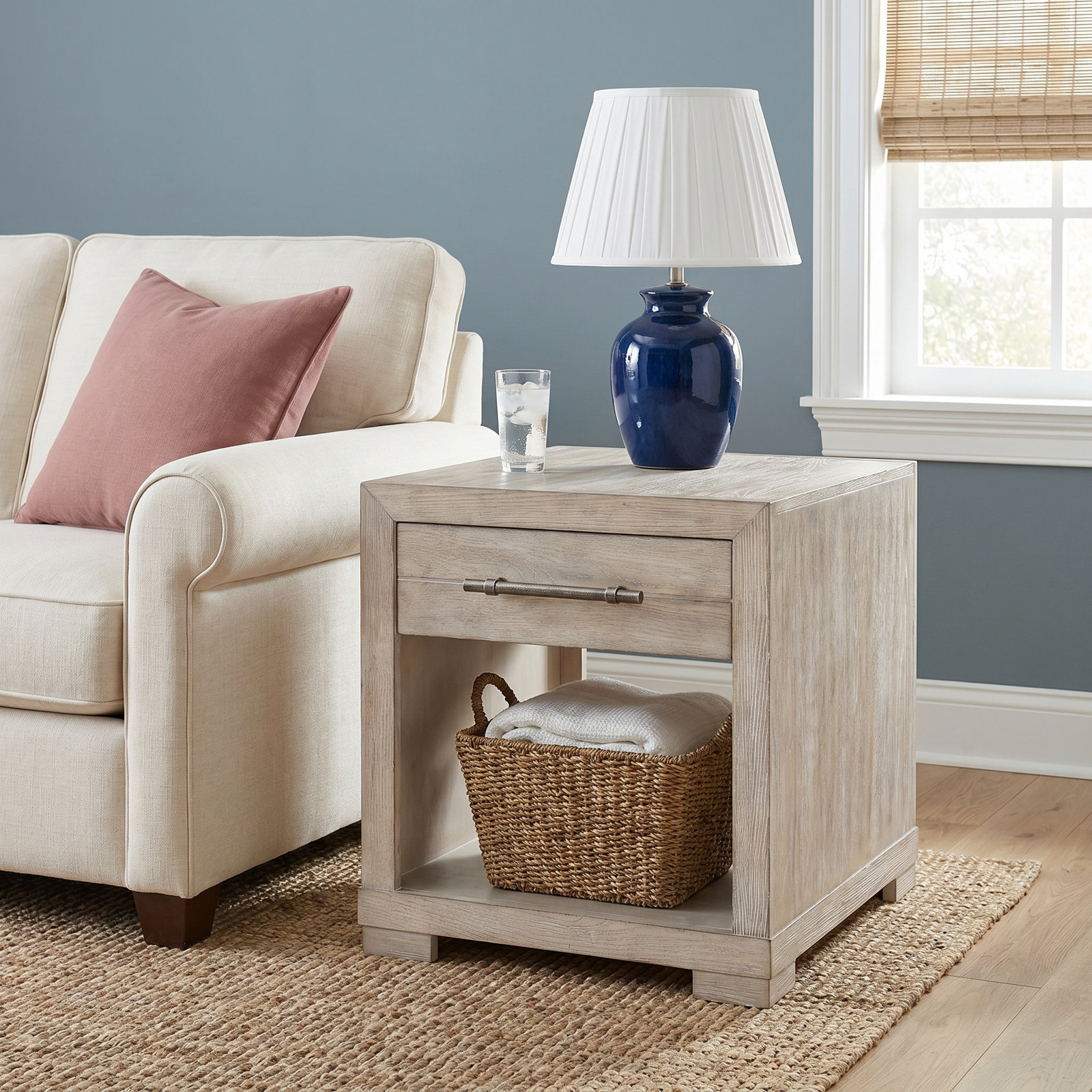 Appleton End Table With Storage, Weathered Oak