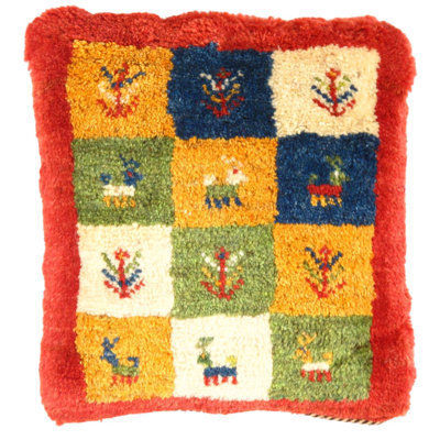 Fine Hand Knotted Persian Gabbeh Pillow 15'' X 16''