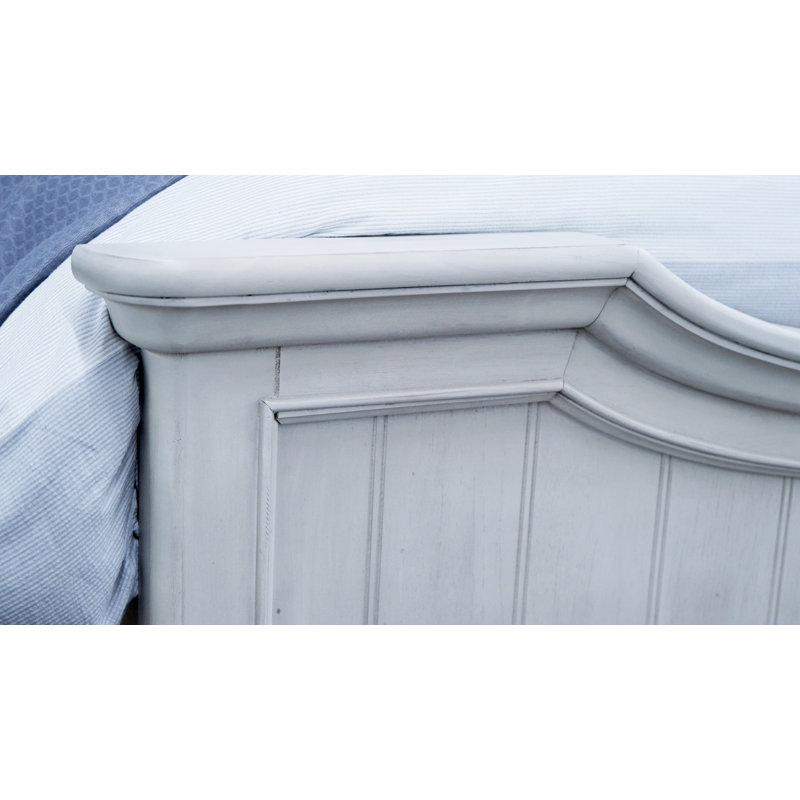 Gray Panel Bed, Solid Wood, Queen