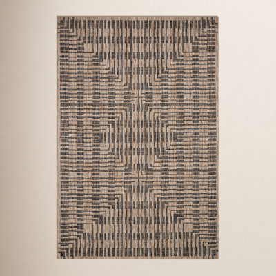 Tiza Brown Black Geometric Outdoor Rug