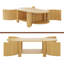 Table basse ovale cannelée avec rangement pour le salon, bois d'hévéa massif, 1 tablette et 2 portes de rangement ouvertes, 47 po-1601917280