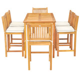Outdoor 7 - Piece Teak Bistro Set with Cushions