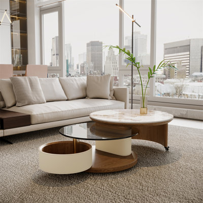 Ensemble de tables basses rondes avec rangement (table basse seulement)