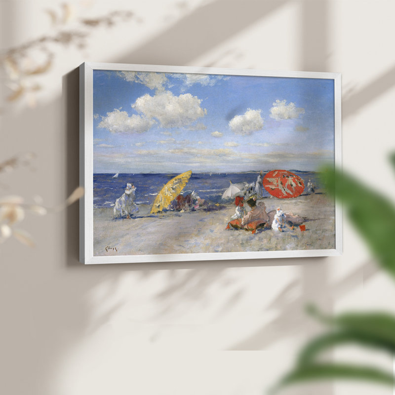 At The Seaside -Framed Print - Restickable, 11" H x 14" W, White
