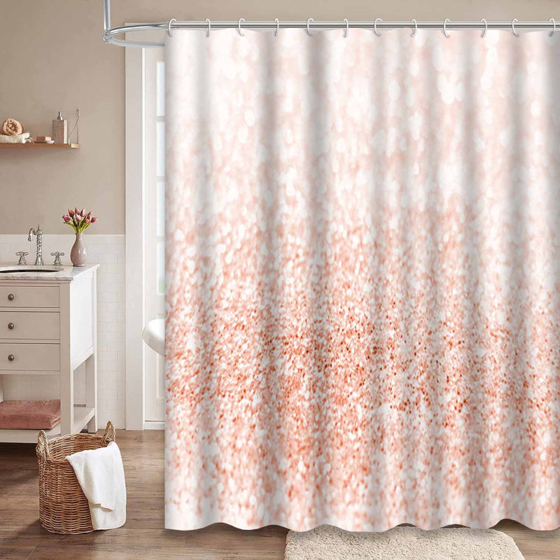 Rideau de douche rose vif avec 12 crochets, L 72 po x l 84 po