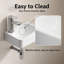 Lavabo-vasque rectangulaire suspendu en céramique blanc laiteux, 35,5 cm x 25,5 cm, avec robinet et bonde.