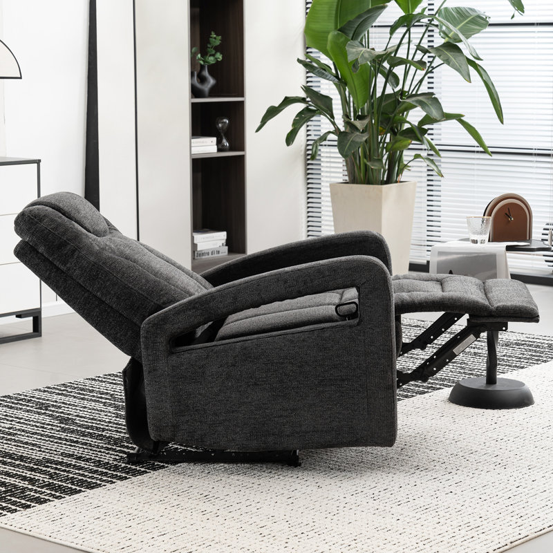 Berdean Upholstered Pushback Manual Recliner, Dark Gray