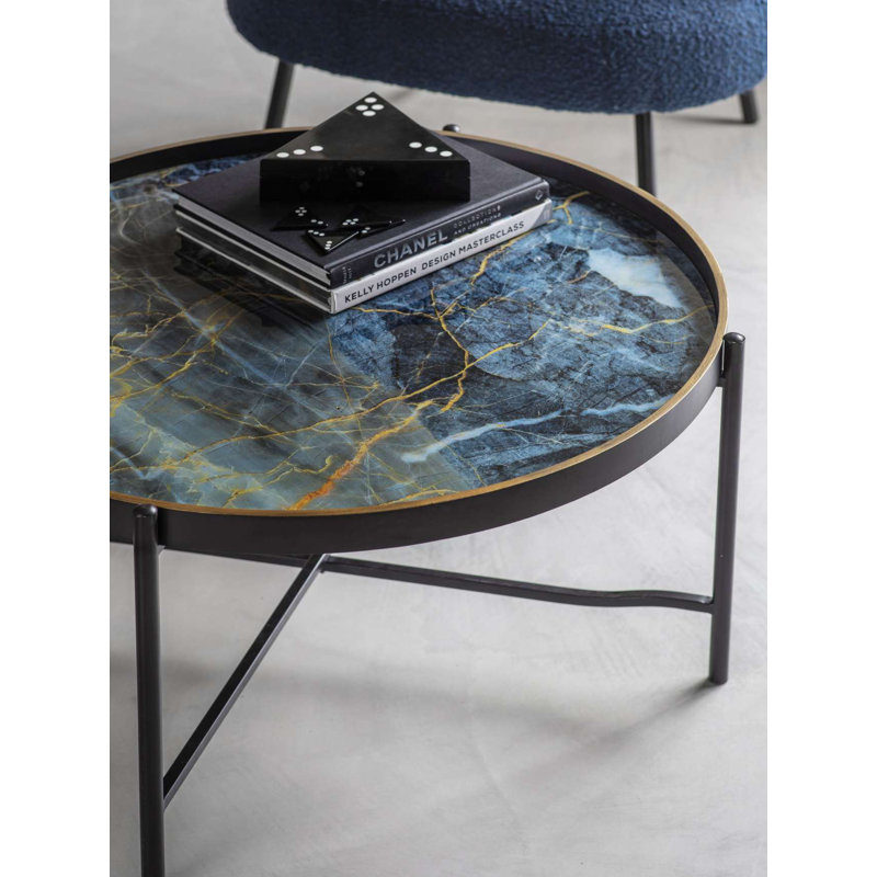Monochrome Coffee Tray Table, Black Top/Black Base