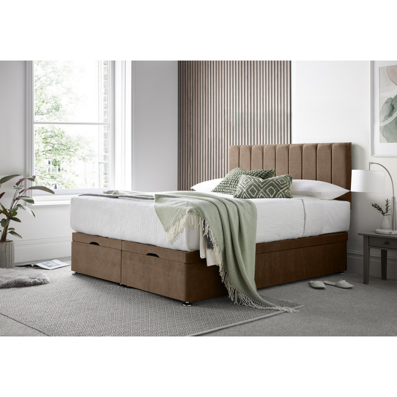 Sara Naple Divan Ottoman with Headboard on Struts, Double (4'6), Mink
