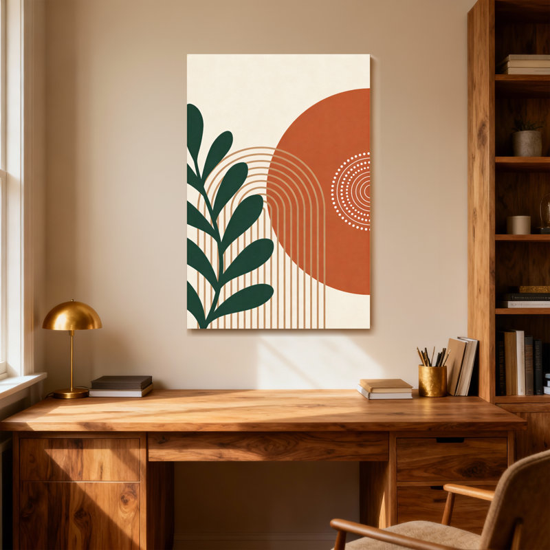 Abstract Abstract Leaf Orange Circle Pattern Design, 18" H x 12" W