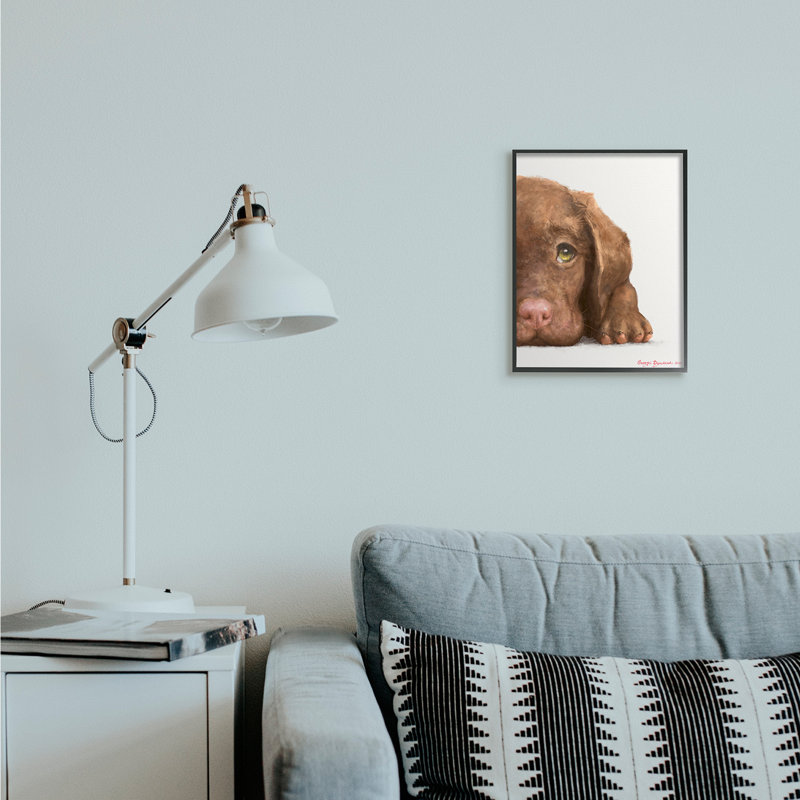 «Labrador Puppy Resting» par George Dyachenko - impression sur toile, Giclée encadrée noir minuit, H 14 po x l 11 po