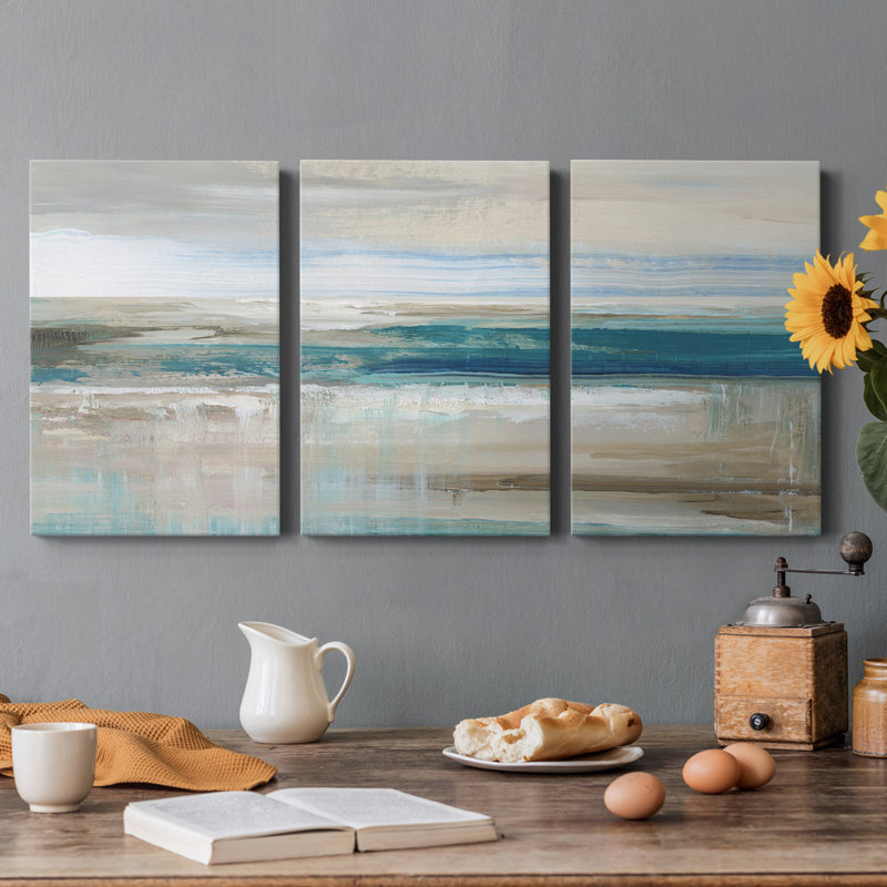 " Abstract Sea " 3 - Pieces, 40" H x 60" W x 1" D