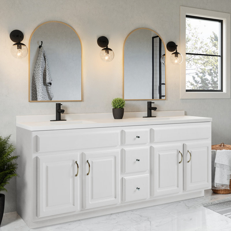Meuble-lavabo de salle de bain Concord de 72 po seulement - entièrement assemblé, blanc