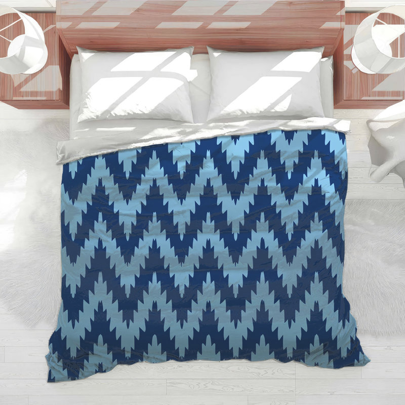 Édredon bleu à motif en zigzag, Twin Extra Long
