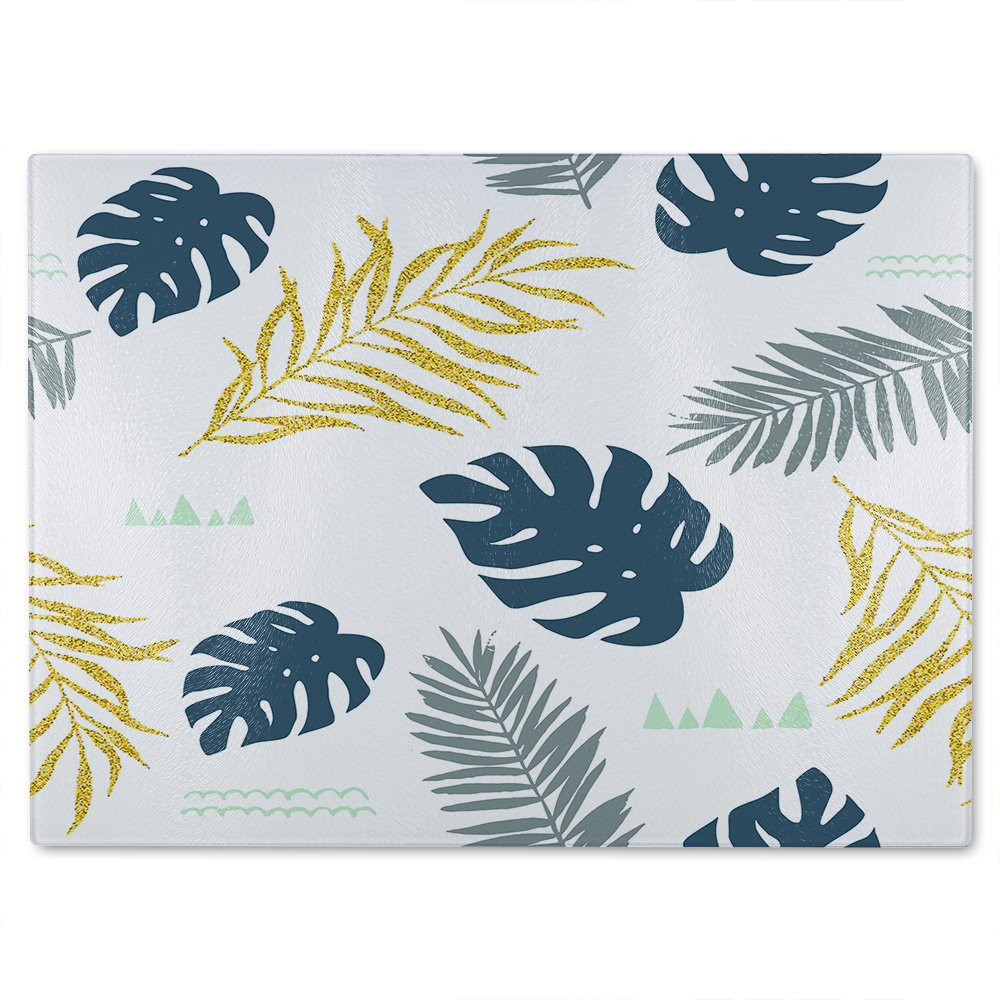 Glitter & Leaves Glass Chopping Board