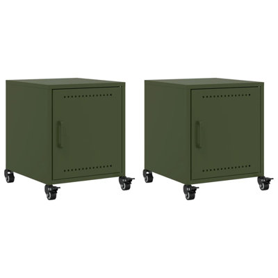 Ensemble de 2 tables de chevet vidaXL vert olive