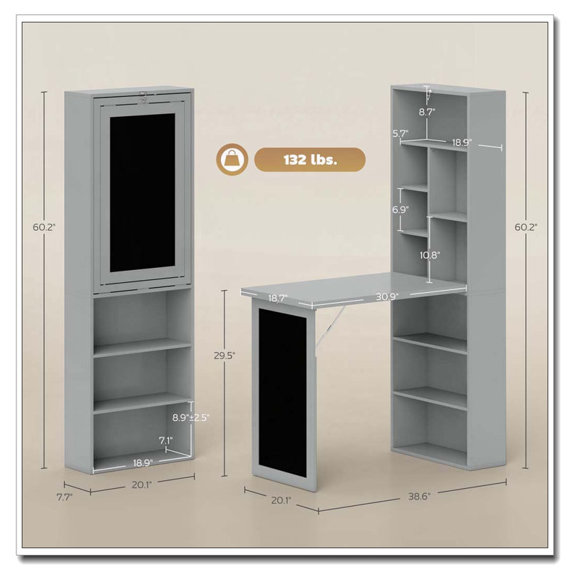 Bureau pliable convertible avec tableau noir