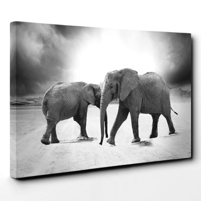 Two Elephants - Wrapped Canvas