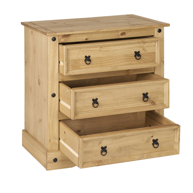 Carin Solid Wood 80cm W 3 - Drawer Chest of Drawers