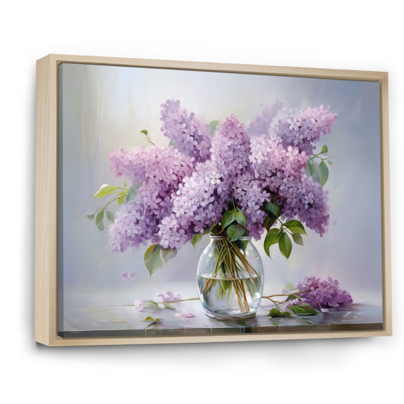 Lilacs Romantic Impression III On Canvas Print, 24" H x 32" W, Floater Framed Print, Natural