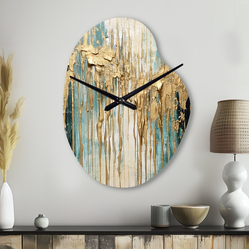 Horloge dorée asymétrique en métal, impression unique, Petit