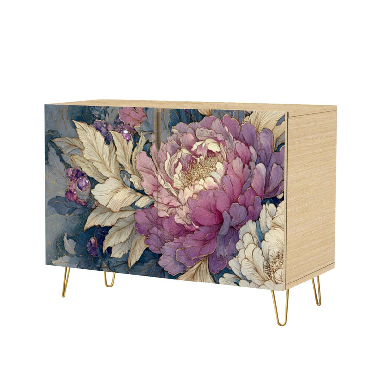 Buffet Buffet avec rangement Elegant Cosmic Garden Artwork Celestial avec 2 portes pour le salon et la cuisine