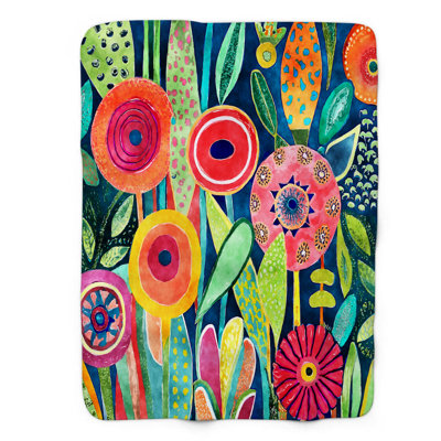 Colorful Floral Carnival Throw Blanket