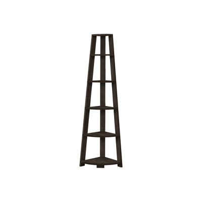 5 Tier Corner Bookshelf, 72"H, Brown Laminate - Give Your Bedroom & Office A Boost Bookcase, Redefine