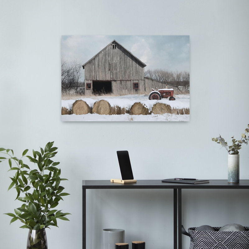 Paysage d'hiver abstrait froid, H 24 po x l 16 po