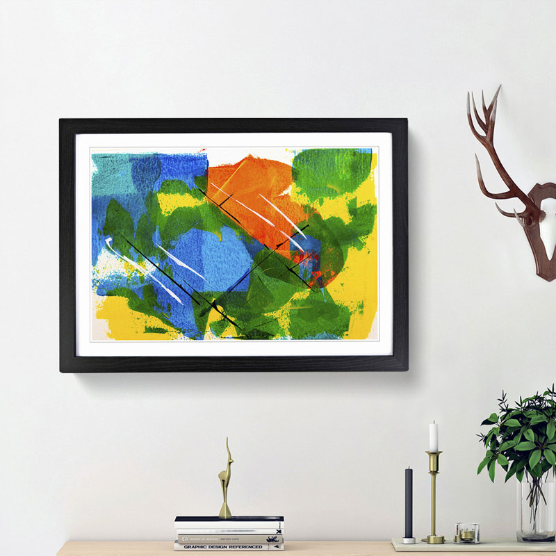 Abstract Art Painting Vol.476 by S.Johnson - Picture Frame Painting Print, Black Framed, 48cm H x 65cm W x 2cm D