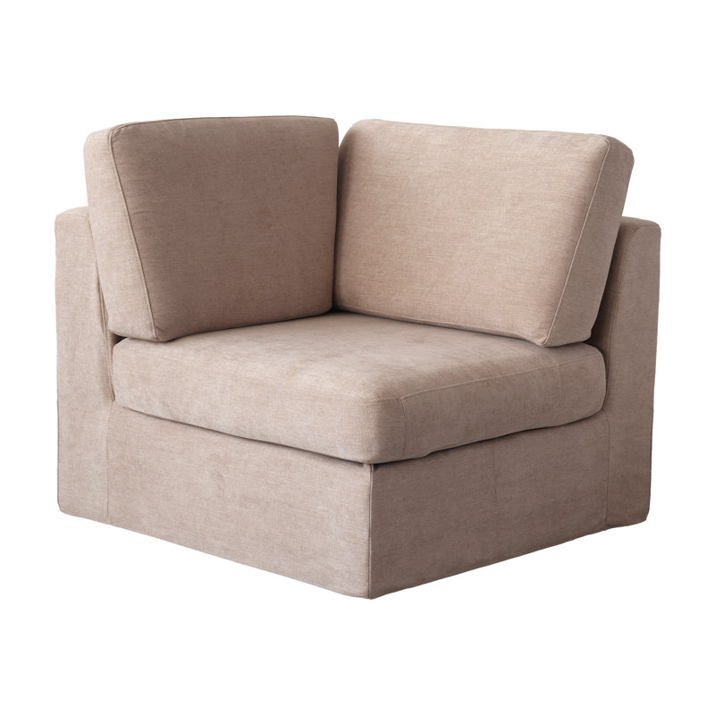 Oecusse Upholstered 38.6 " Linen Sectional, Kaki