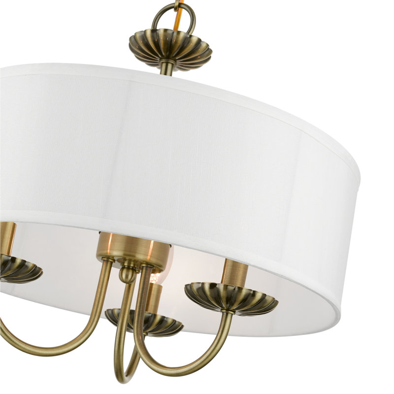 Lustre tambour à 3 lumières Lampert, Laiton antique