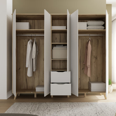 Teliyah 5 Door Manufactured Wood Wardrobe