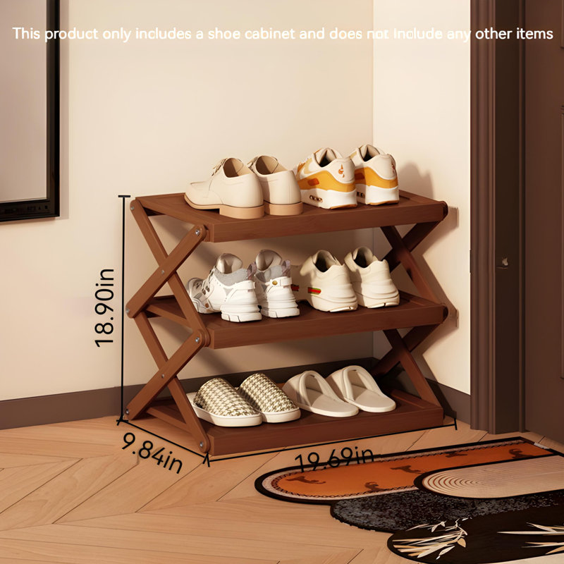 Foldable Under-Desk Shoe Rack - Chinese Retro Style Multi-Layer Space-Saving Storage Shelf, Easy Pull-Out Design