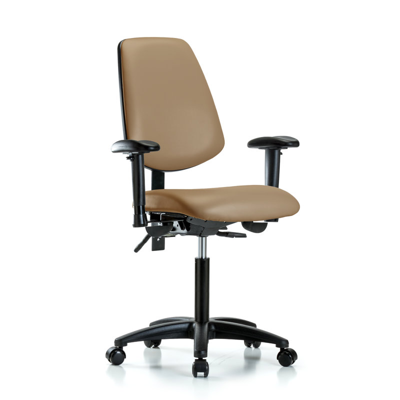 John Vinyl Task Chair, Casters, Included, Taupe