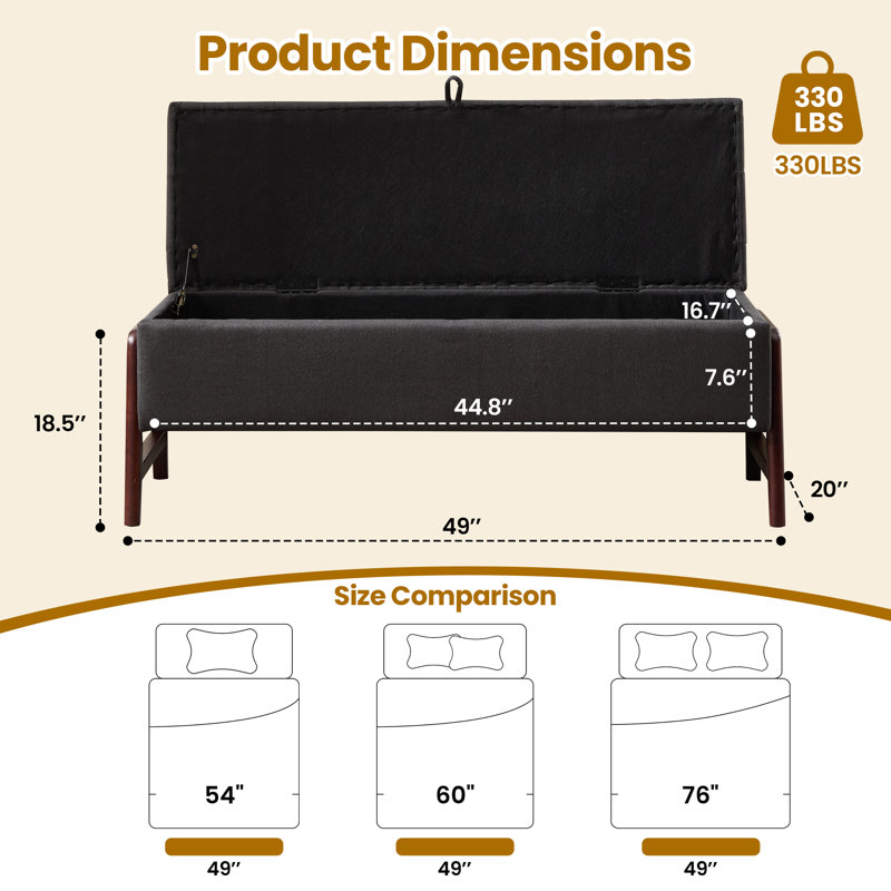 Multifunctional bench with hidden storage, perfect for the living room, bedroom, and hallway, black
